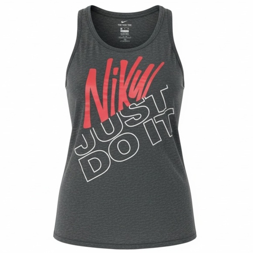 Nike Gray Tank Top with Red and White Just Do It Logo Size Small